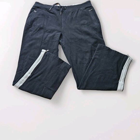 Polo Ralph Lauren Sweatpants Women XXL Black White Zip Hems Pockets Fleece Lined - Picture 10 of 16